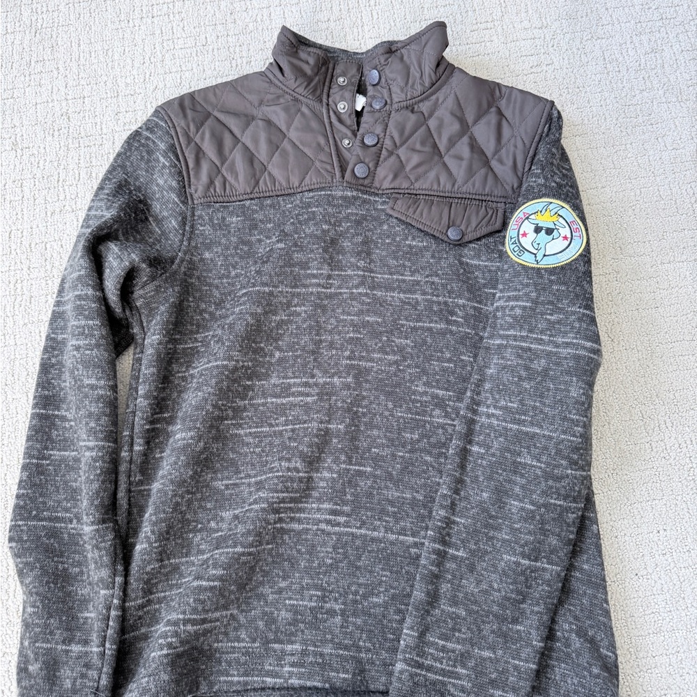 Charcoal Kids Sweatshirt with Quilted Detail